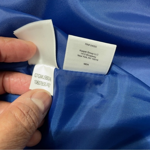 Kasper Royal Blue Cuffed sleeve Shawl collar, open front blazer size 10 - Picture 9 of 12